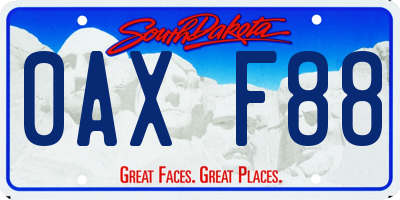 SD license plate 0AXF88