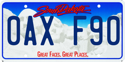SD license plate 0AXF90