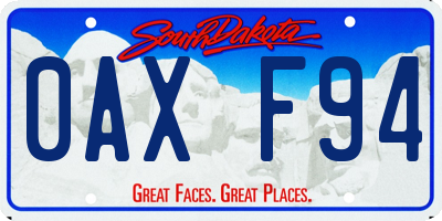 SD license plate 0AXF94