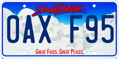 SD license plate 0AXF95
