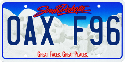 SD license plate 0AXF96