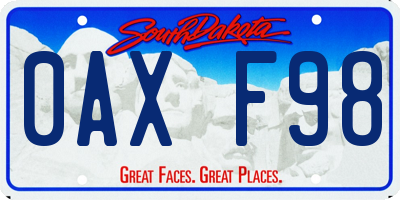 SD license plate 0AXF98