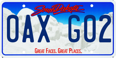 SD license plate 0AXG02