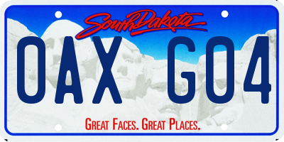 SD license plate 0AXG04