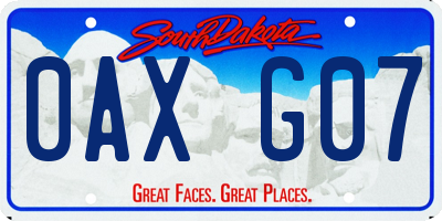SD license plate 0AXG07