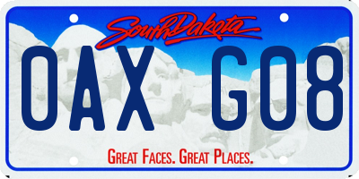 SD license plate 0AXG08