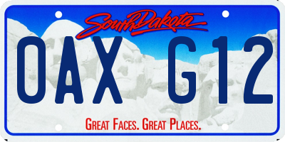 SD license plate 0AXG12
