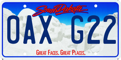 SD license plate 0AXG22