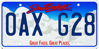 SD license plate 0AXG28