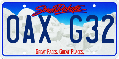 SD license plate 0AXG32