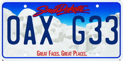 SD license plate 0AXG33