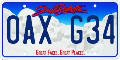 SD license plate 0AXG34