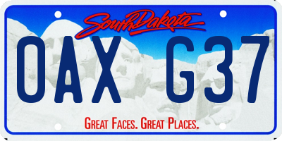 SD license plate 0AXG37