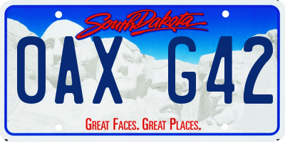 SD license plate 0AXG42