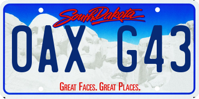 SD license plate 0AXG43