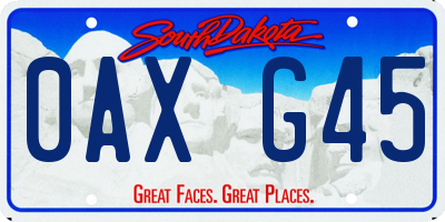 SD license plate 0AXG45