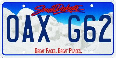 SD license plate 0AXG62
