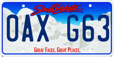 SD license plate 0AXG63