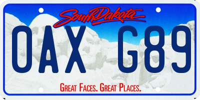 SD license plate 0AXG89
