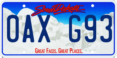 SD license plate 0AXG93