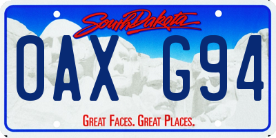 SD license plate 0AXG94