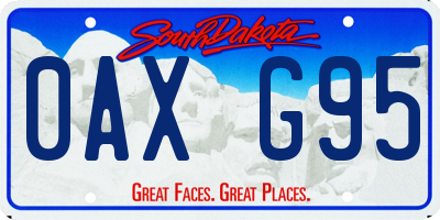 SD license plate 0AXG95