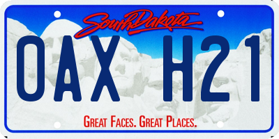 SD license plate 0AXH21