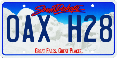 SD license plate 0AXH28