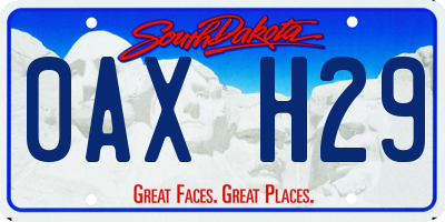 SD license plate 0AXH29