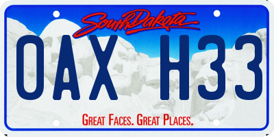 SD license plate 0AXH33