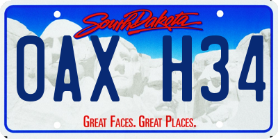 SD license plate 0AXH34