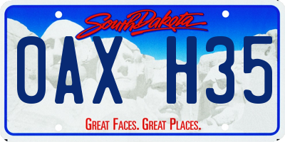SD license plate 0AXH35