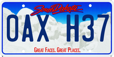 SD license plate 0AXH37