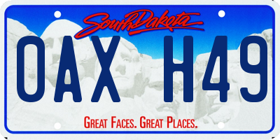 SD license plate 0AXH49