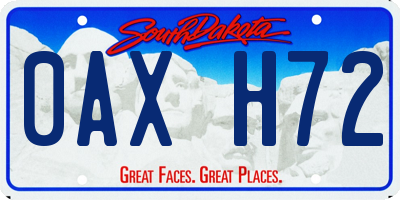 SD license plate 0AXH72