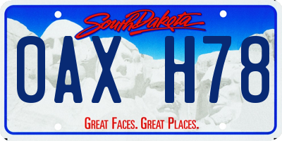 SD license plate 0AXH78