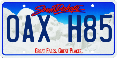 SD license plate 0AXH85