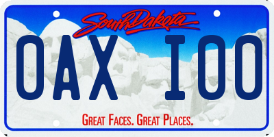 SD license plate 0AXI00