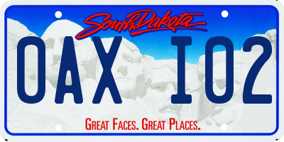 SD license plate 0AXI02