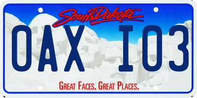 SD license plate 0AXI03