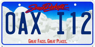 SD license plate 0AXI12
