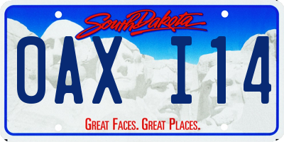 SD license plate 0AXI14