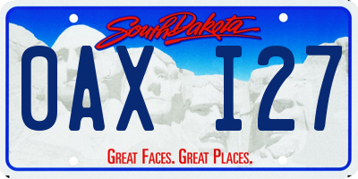 SD license plate 0AXI27