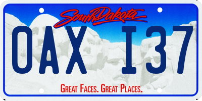 SD license plate 0AXI37