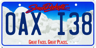 SD license plate 0AXI38