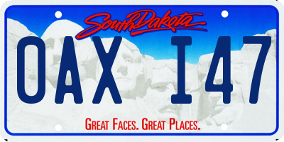 SD license plate 0AXI47