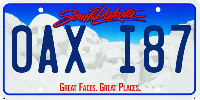 SD license plate 0AXI87