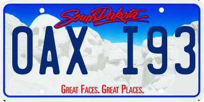 SD license plate 0AXI93