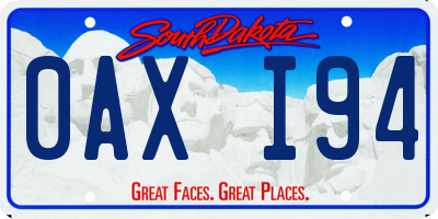 SD license plate 0AXI94
