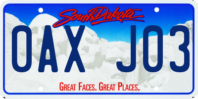 SD license plate 0AXJ03